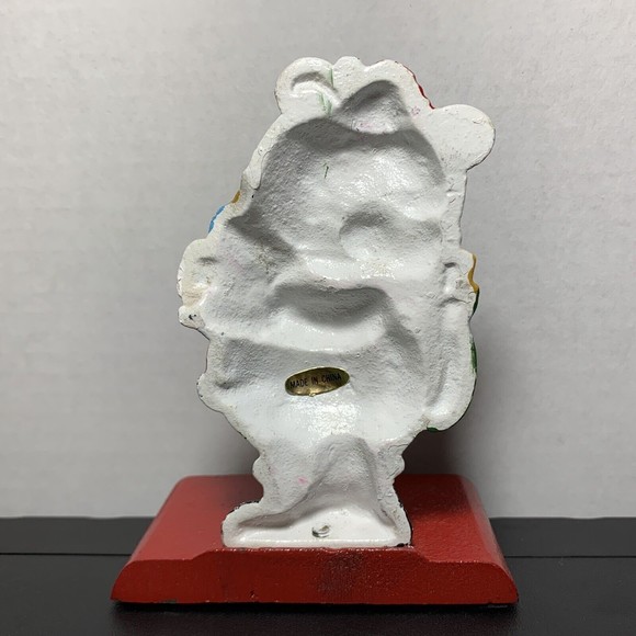 Vintage Holiday Traditions Hand Painted Cast Iron Stocking Holder Santa Bear 5" - Picture 4 of 7